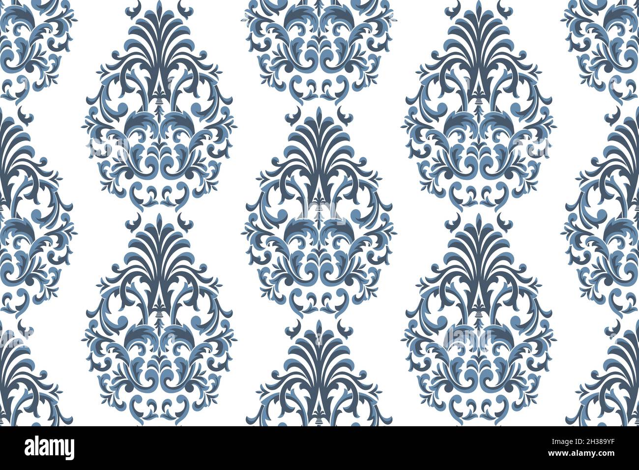 Damask seamless pattern element. Vector floral damask ornament vintage ...