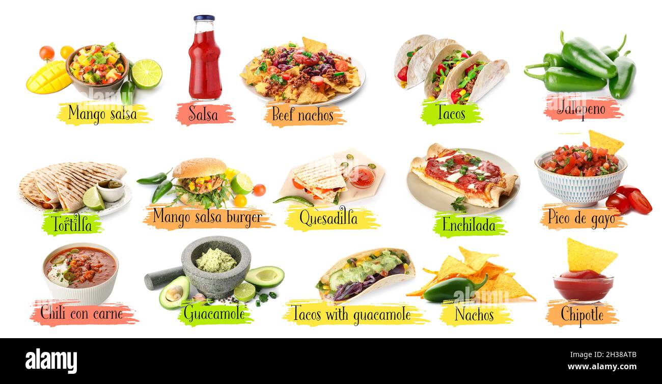 Collection Of Popular Mexican Food On White Background Stock Photo Alamy Collection Of Popular Mexican Food On White Background Stock Photo Alamy