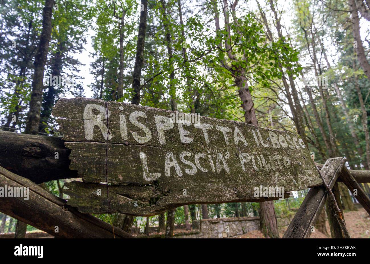 respect the forest leave it clean Monte Faito Campania Italy Stock Photo