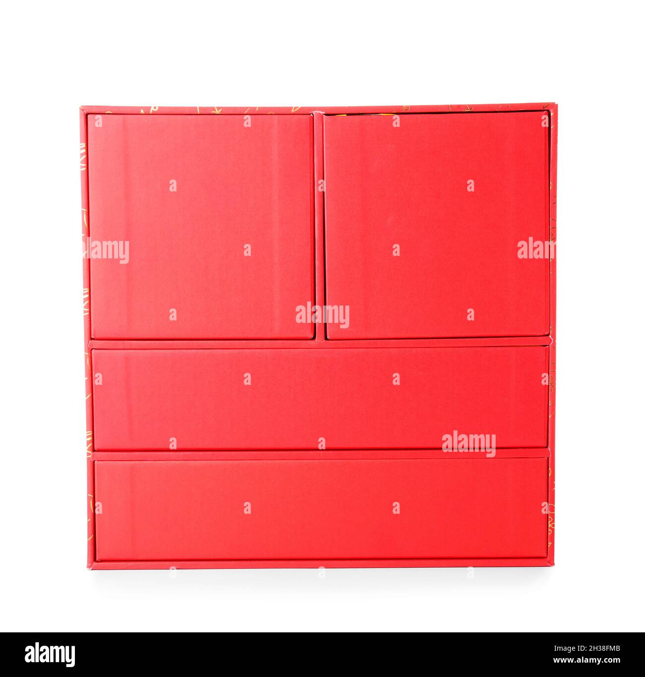 Red advent calendar on white background Stock Photo - Alamy