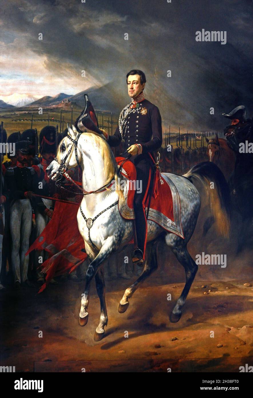 Equestrian Portrait of Charles Albert King of Sardinia   by Emile-Jean-Horace VERNET 1789 - 1863 , France, French Stock Photo