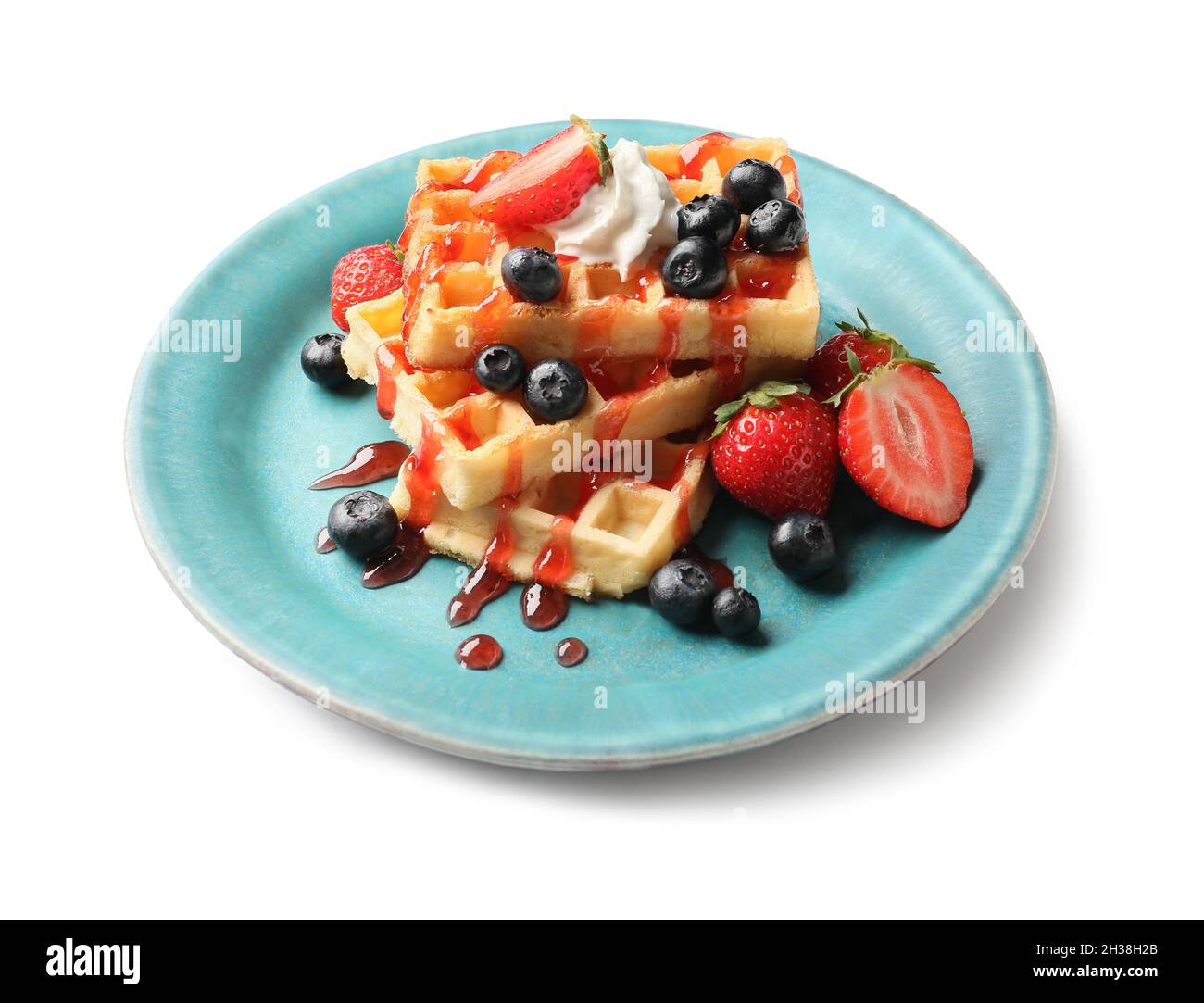 Traditional belgian waffles berries Cut Out Stock Images & Pictures - Alamy