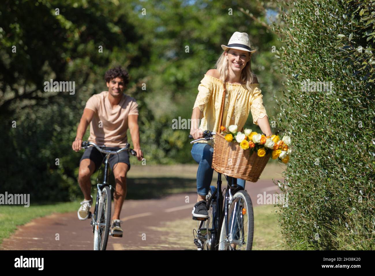 young couple having fun in the park Stock Photo - Alamy