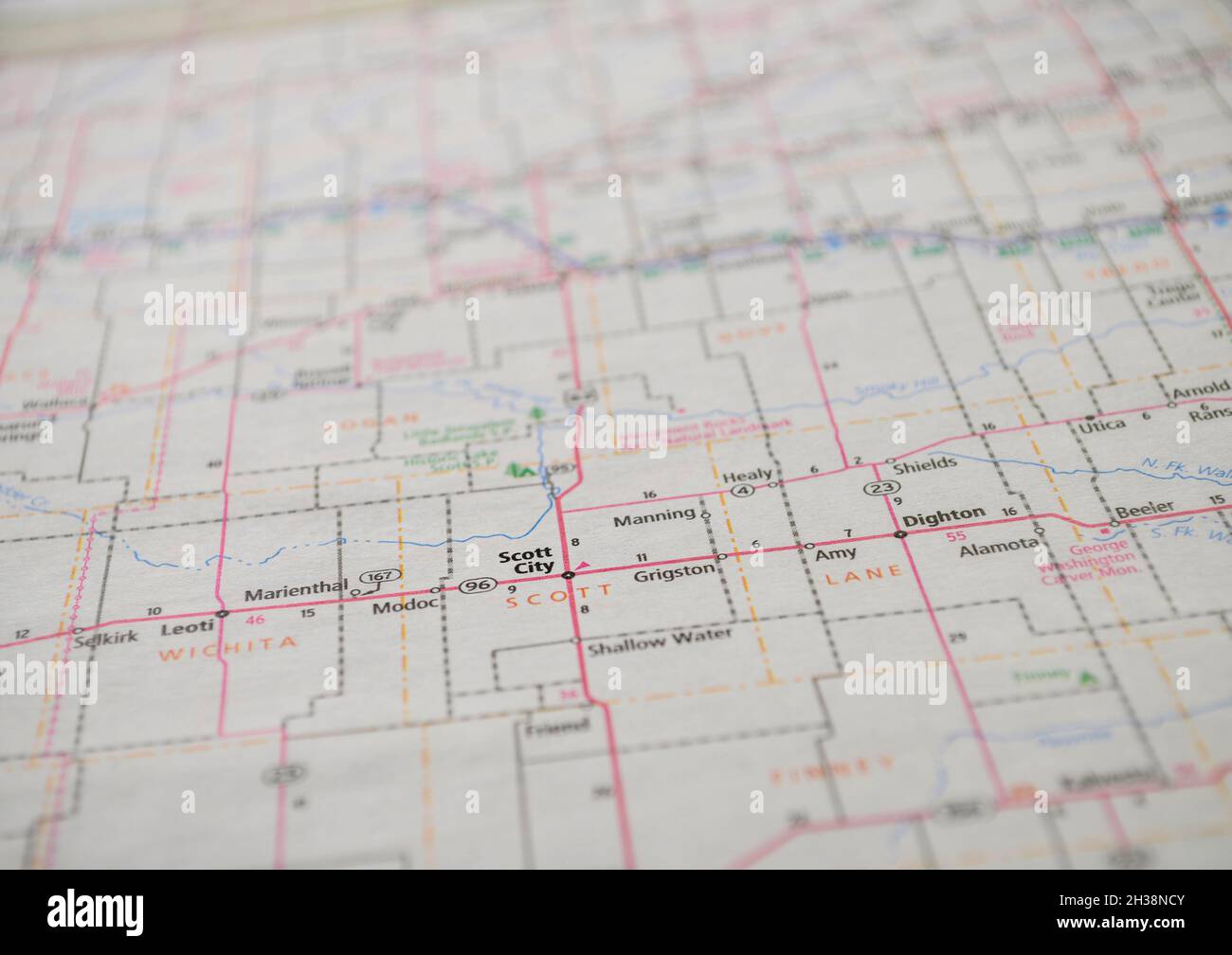 Map of the city of Scott City, KS Stock Photo Alamy