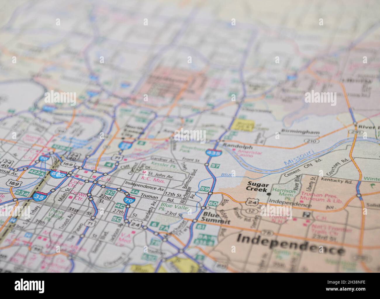 Map of the city of Sugar Creek, MO Stock Photo Alamy