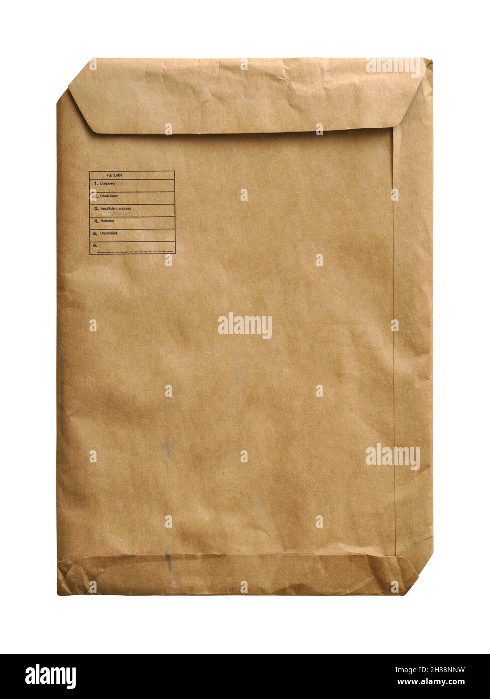 Brown and beige paper mail envelope on a white background. Can be used