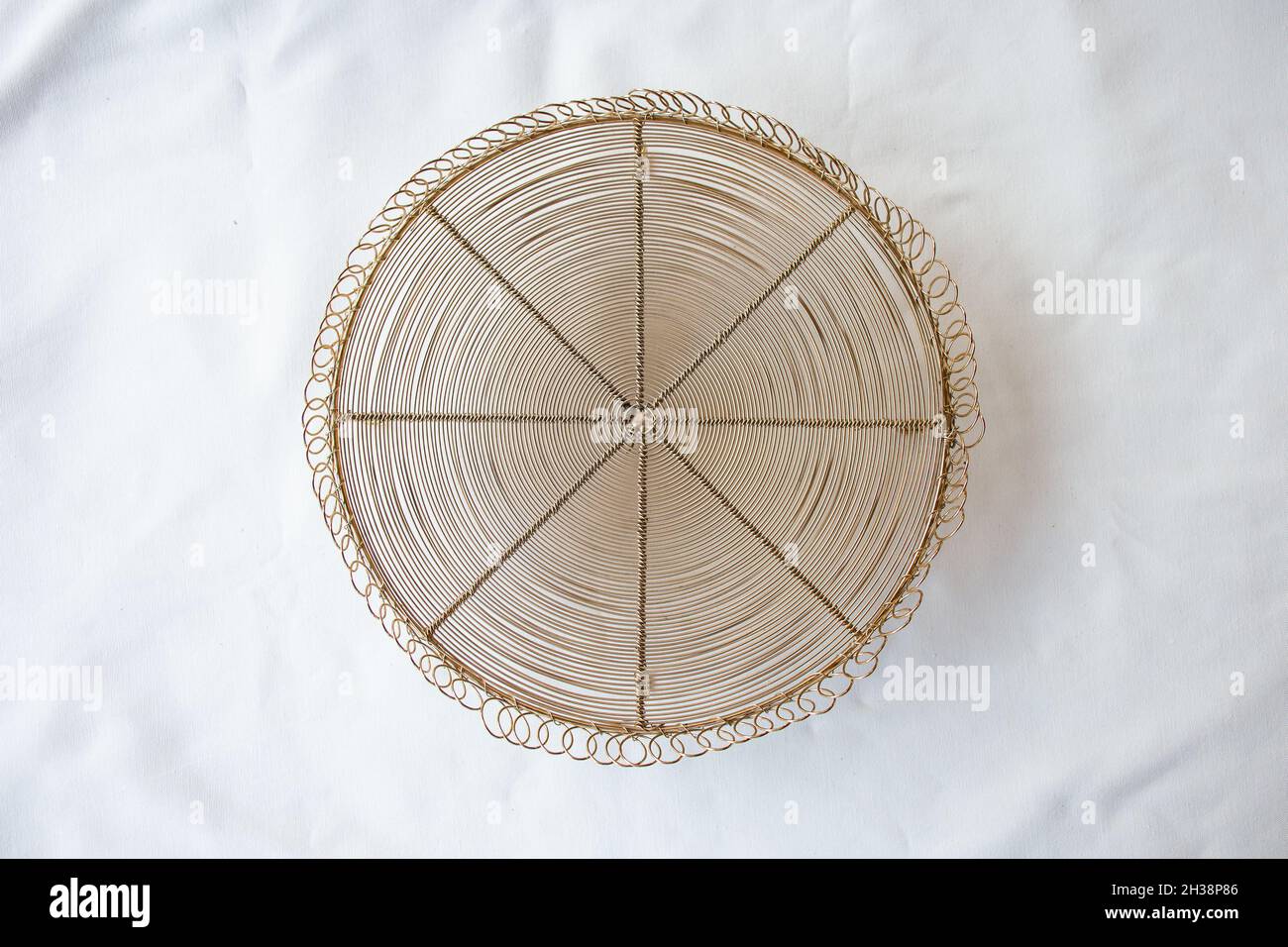 wicker food tray on a white background. Stock Photo