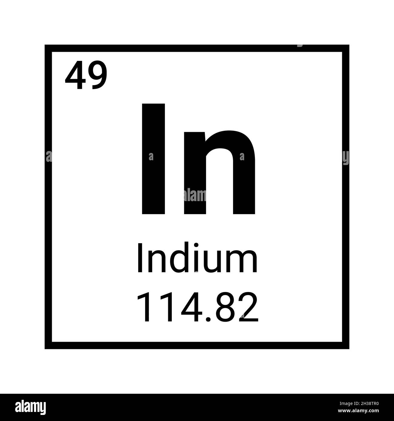 Indium element periodic table chemistry atom symbol science Stock Vector