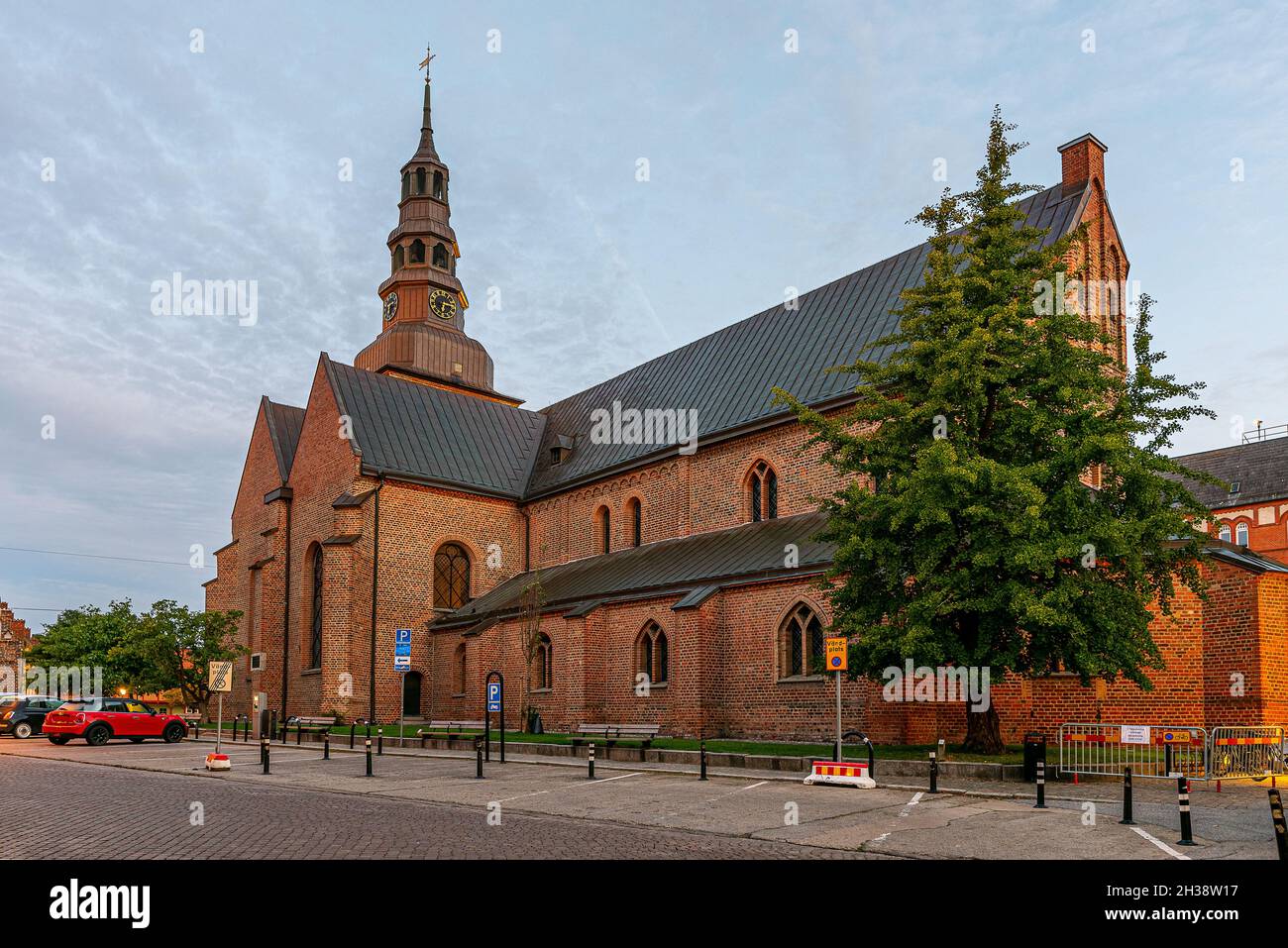 the gothic Abbey church of St. Peter in red bricks, Ystad, Sweden, September 14, 2021 Stock Photo