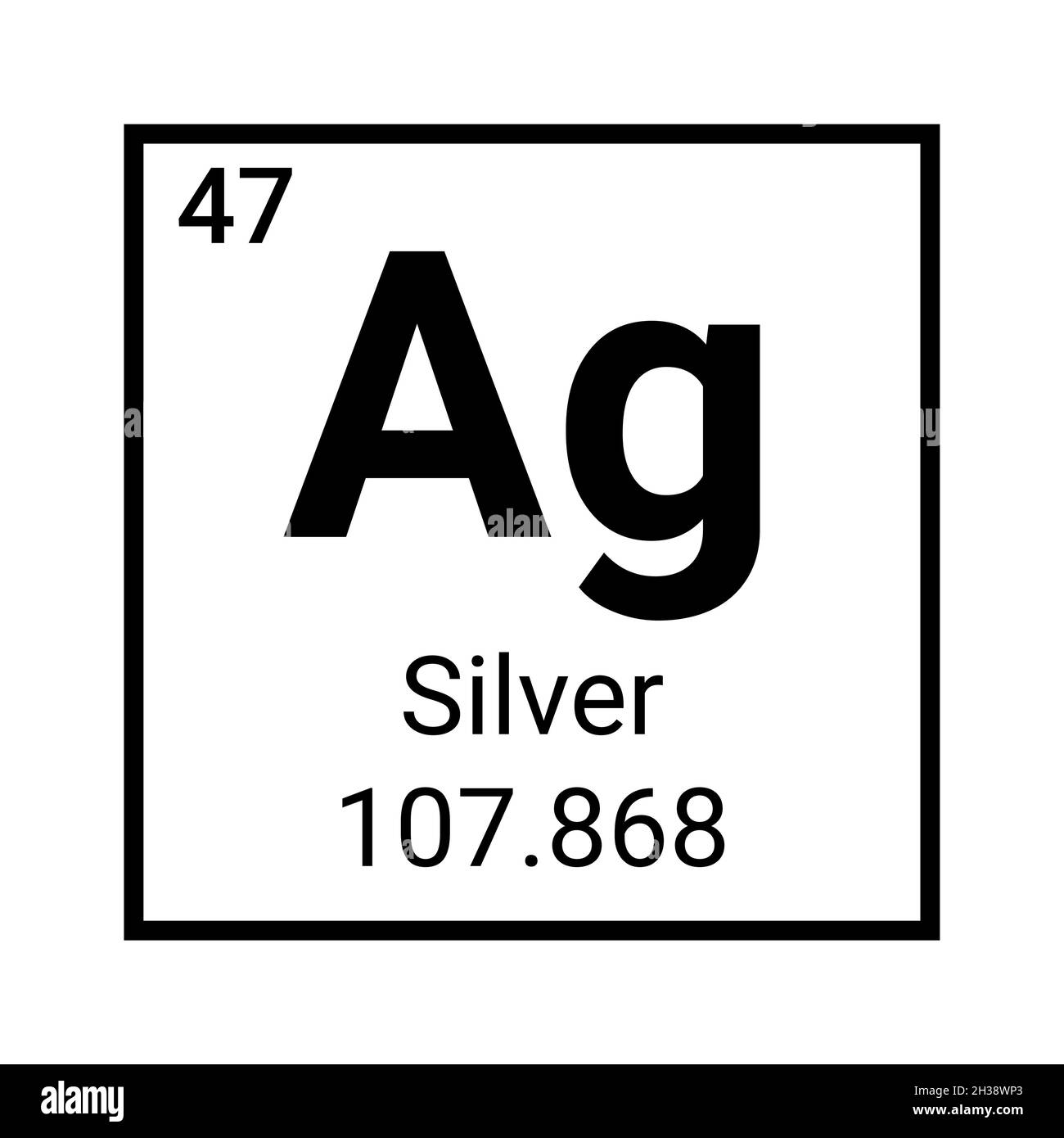 Silver periodic element atom Ag symbol. Chemical Silver element argentum vector icon Stock Vector