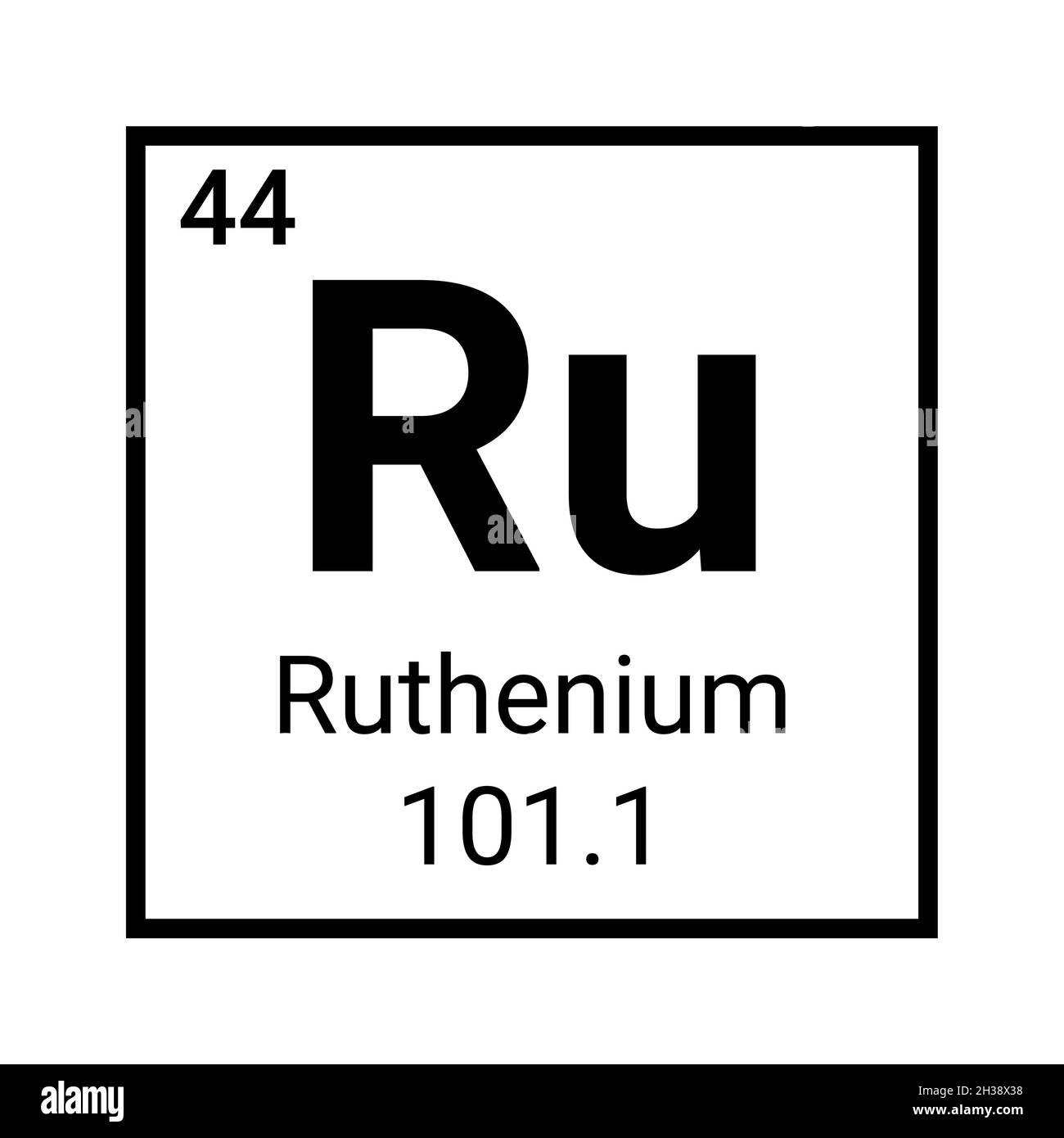 Ruthenium periodic table element icon symbol. Education science ruthenium atom symbol Stock Vector