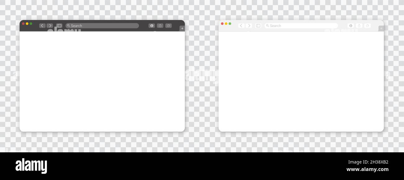 Empty browser window on transparent background. Empty web page mockup ...