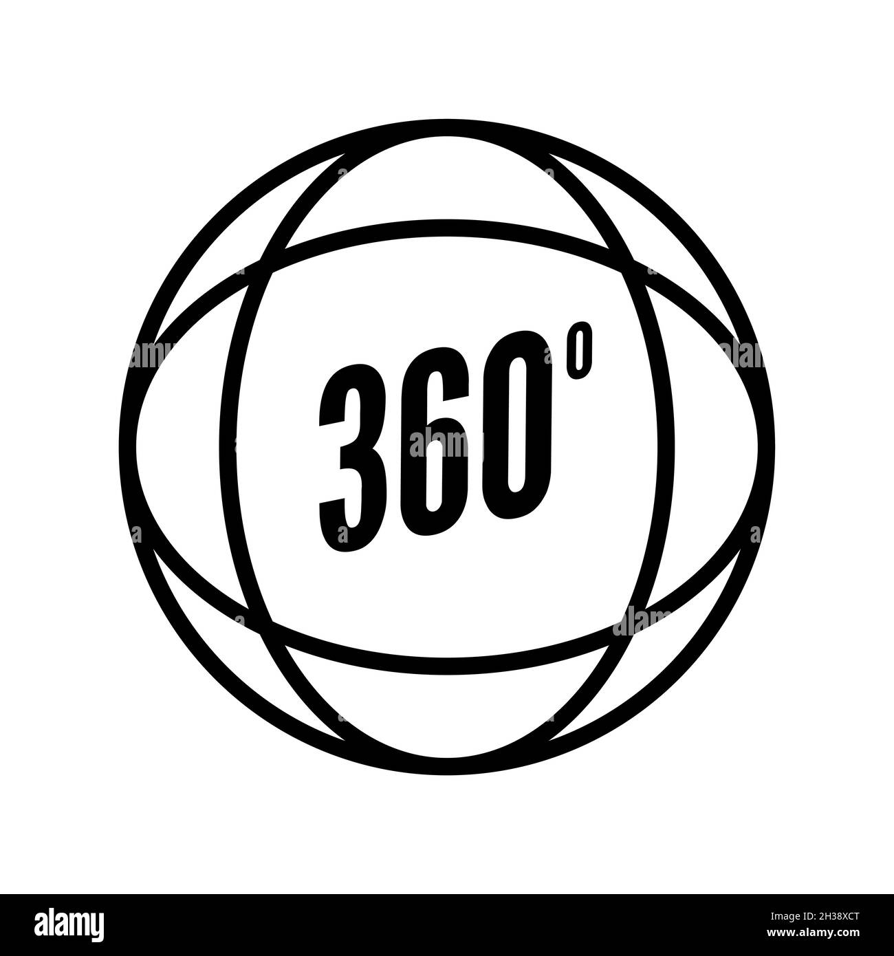 360 degree icon view vector circle pictogram. Rotate 360 degree view logo symbol 3d Stock Vector