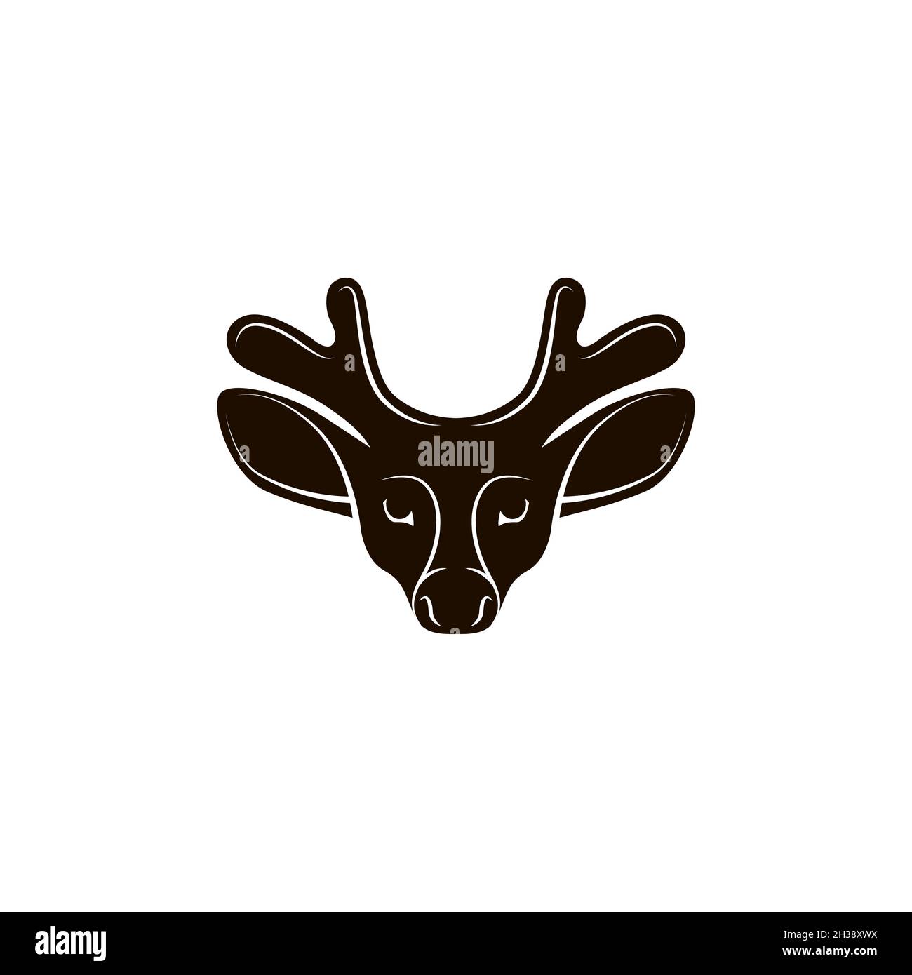 Young deer with short antlers, deer head icon, vector logo on white background Stock Vector