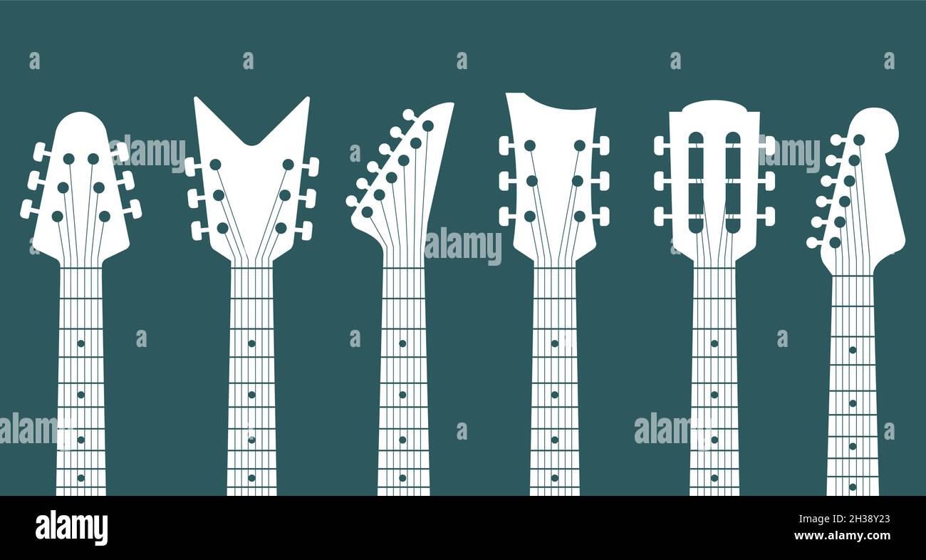Guitars headstock vector electric neck abstract icon. Guitar head
