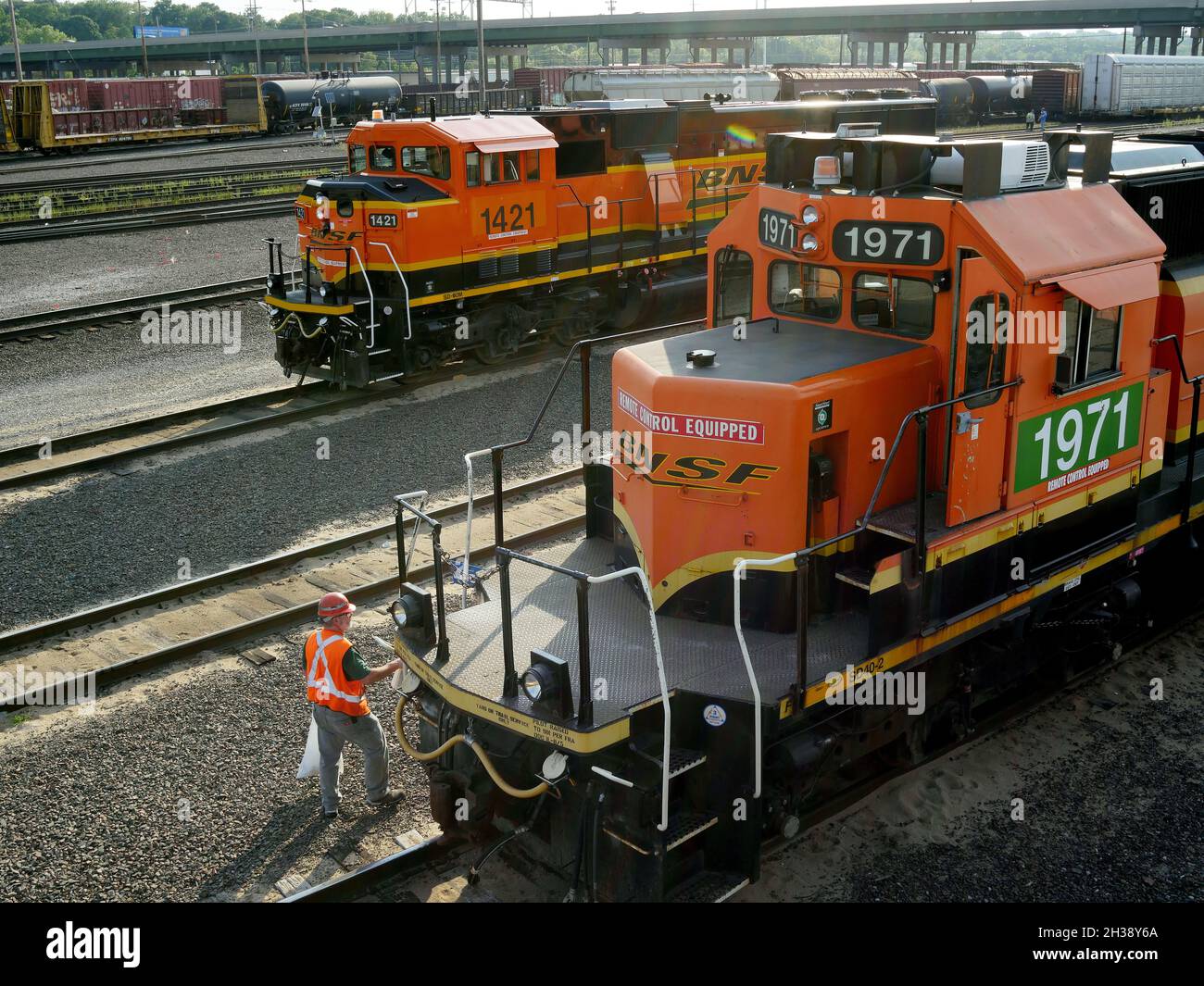 KANSAS CITY, UNITED STATES Aug 28, 2015 A engineer at the BNSF Union Pacific