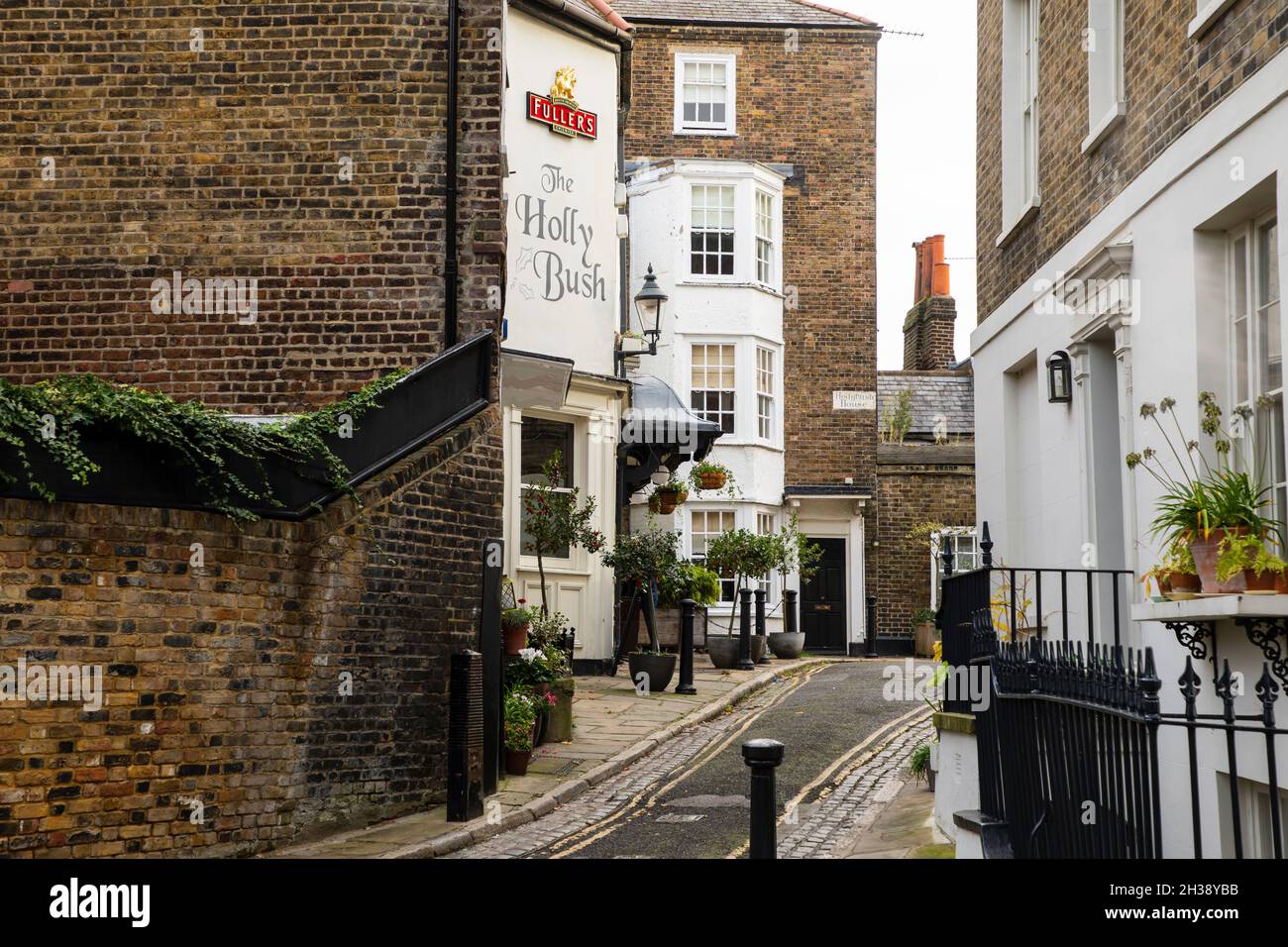 LONDON, UK - 26th,  October, 2021: Hampstead is a district of north central London full of Georgian buildings and charming alleyways Stock Photo