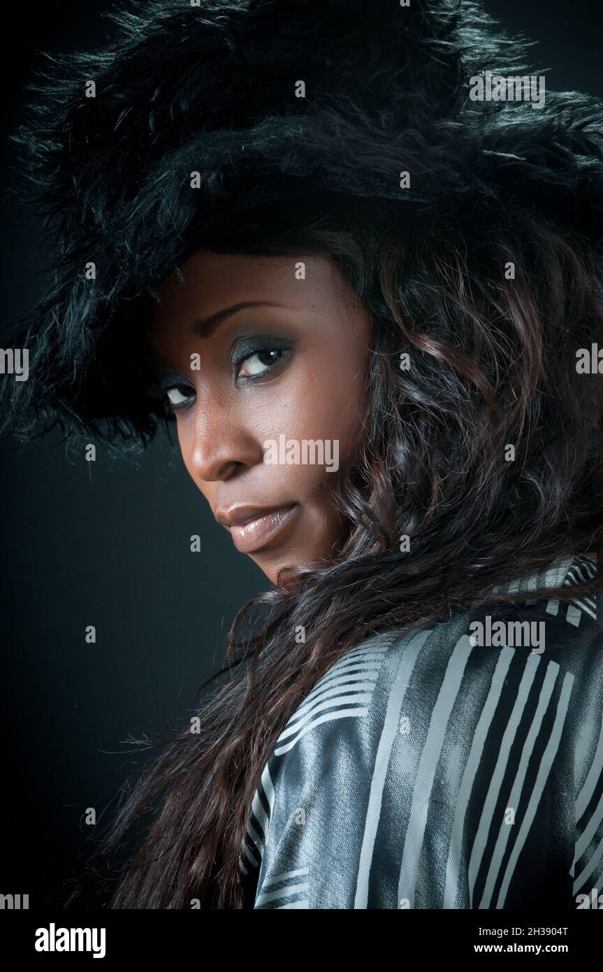 portraits of African American woman with a hair hat Stock Photo - Alamy