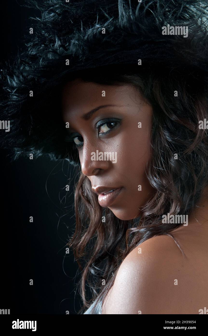 portraits of African American woman with a hair hat Stock Photo - Alamy