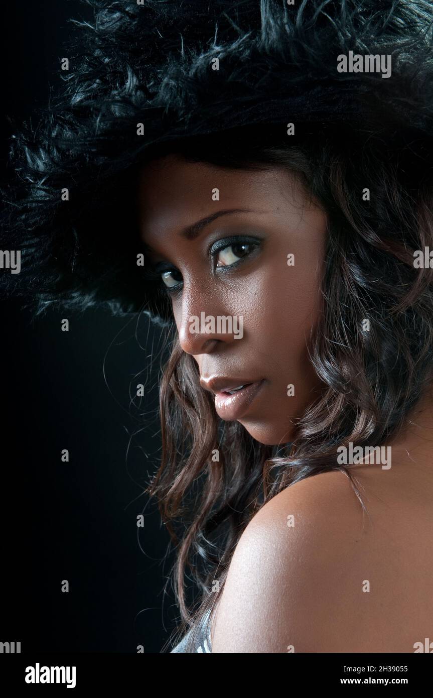 portraits of African American woman with a hair hat Stock Photo - Alamy