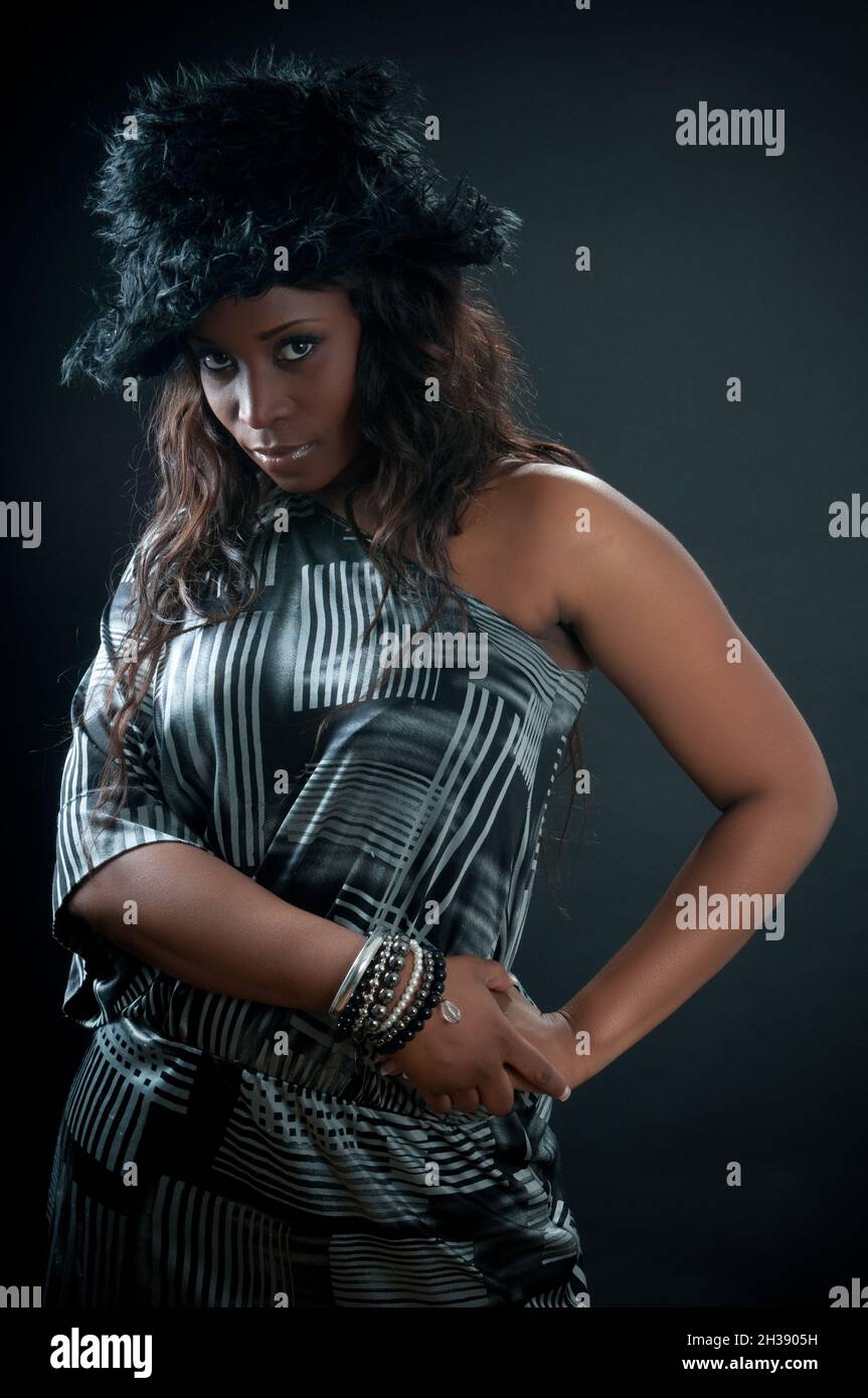 portraits of African American woman with a hair hat Stock Photo - Alamy