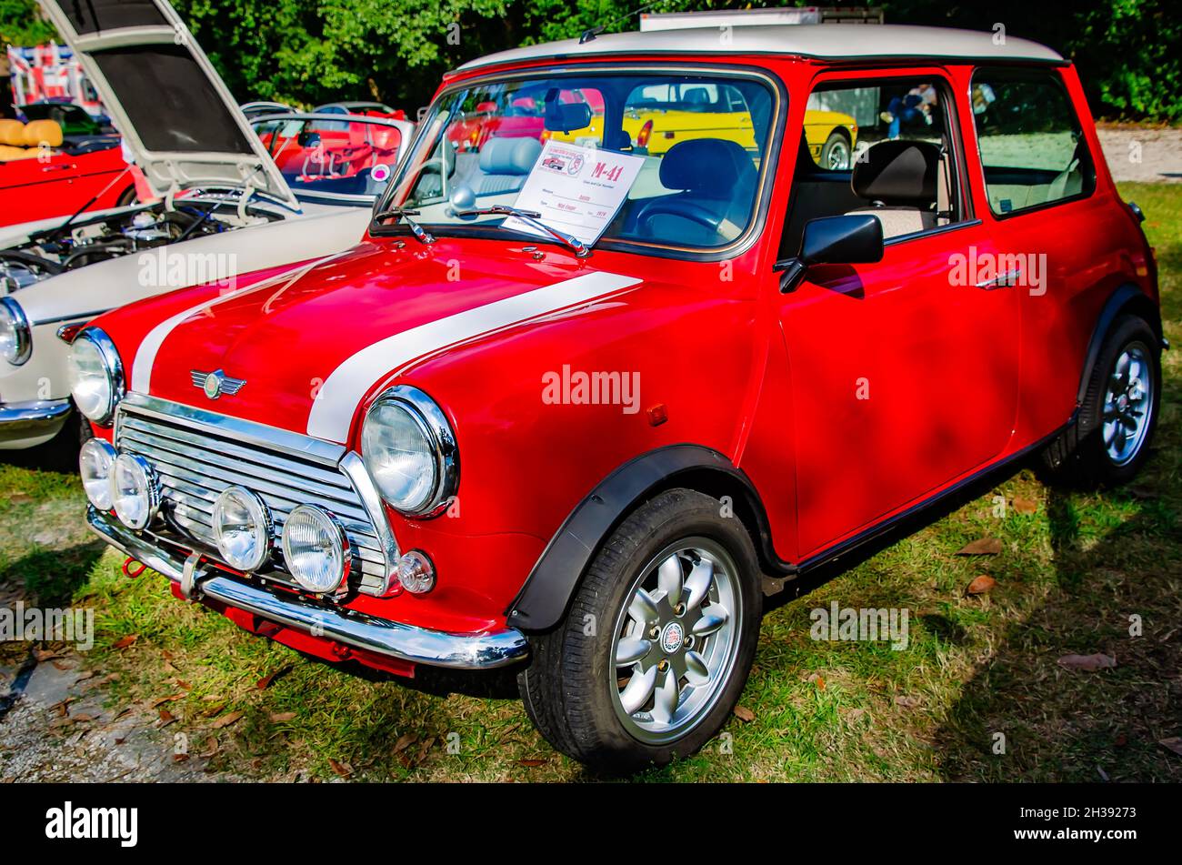 A 1979 Austin Mini Cooper is displayed at the 31st annual British Car Festival, Oct. 24, 2021, in Fairhope, Alabama. Stock Photo