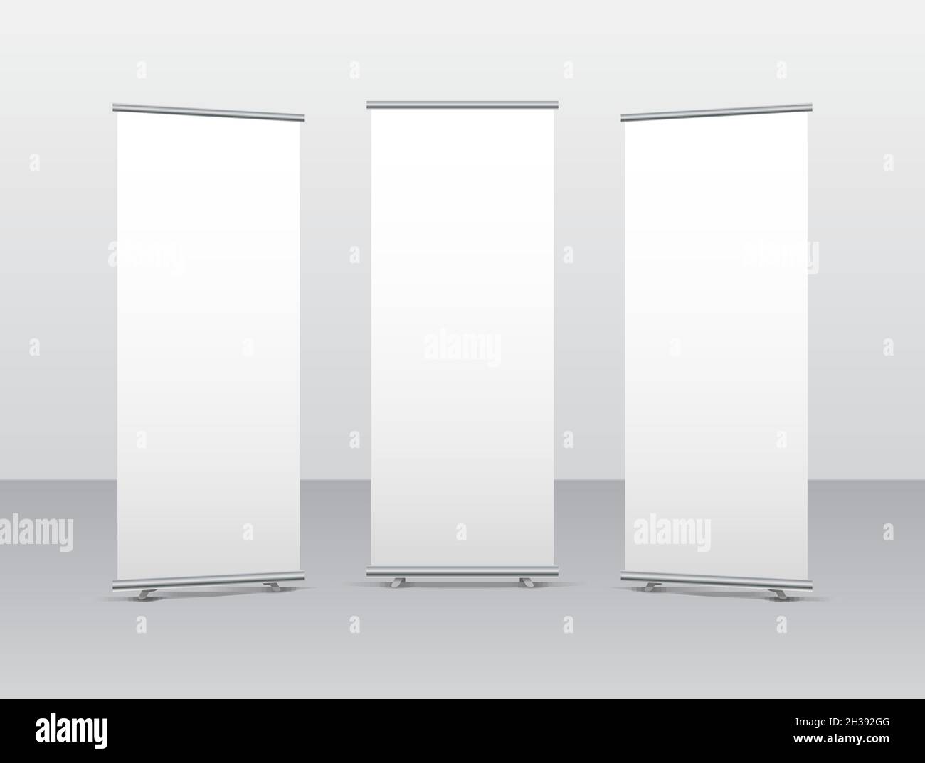 Roll up display stand screen white poster template. Blank stand rollup