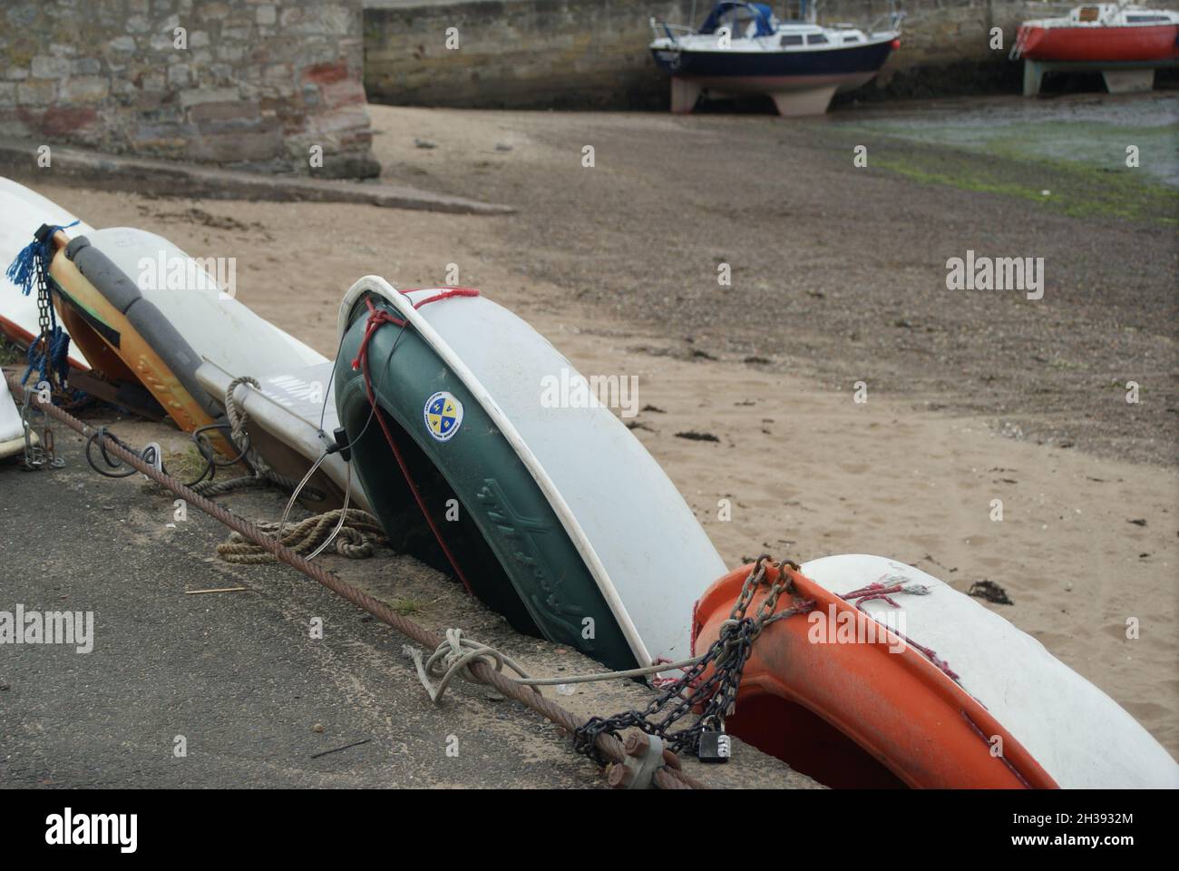 A Range Of Tender Dingy Boats At Musselburgh Harbour Stock Photo Alamy