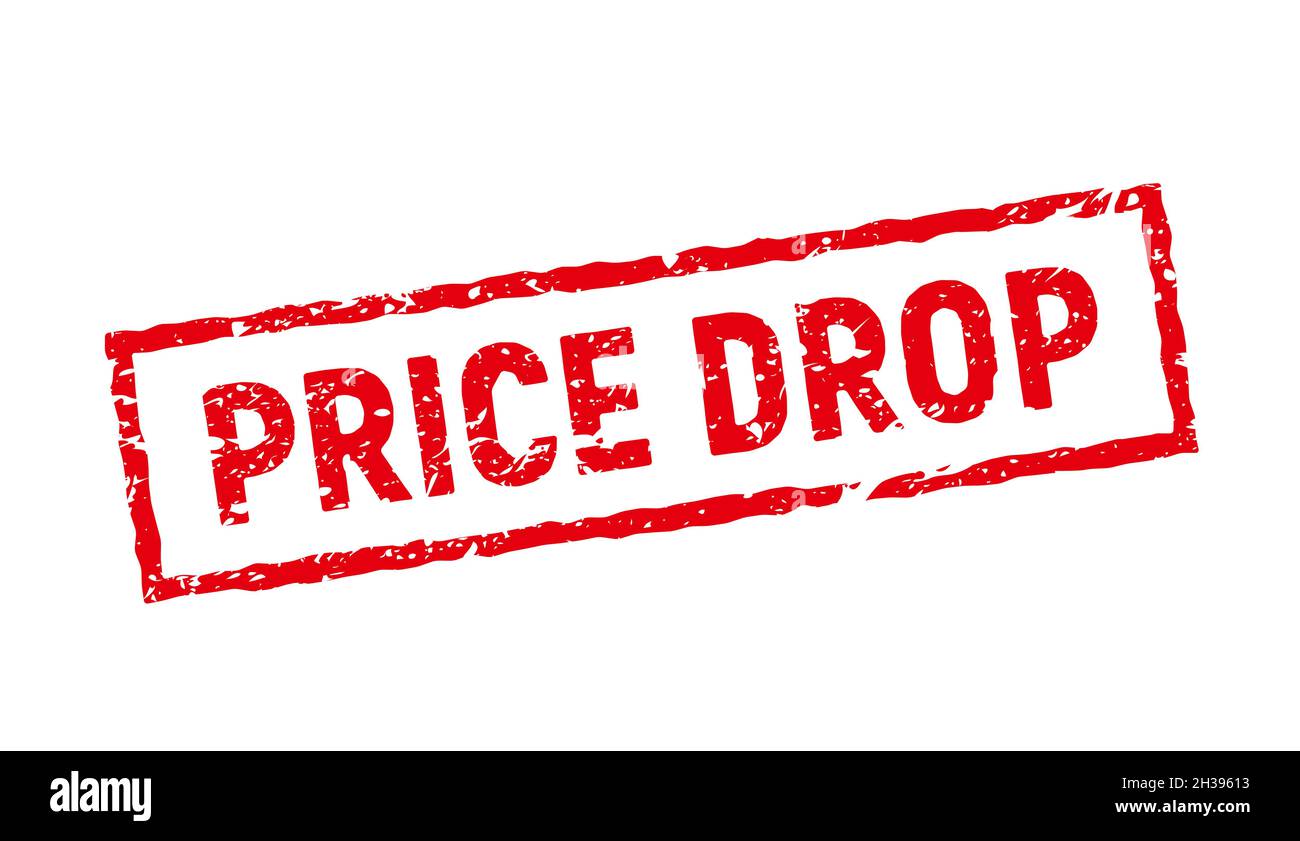 Price drop stamp label icon. Sale vector special price drop rubber seal