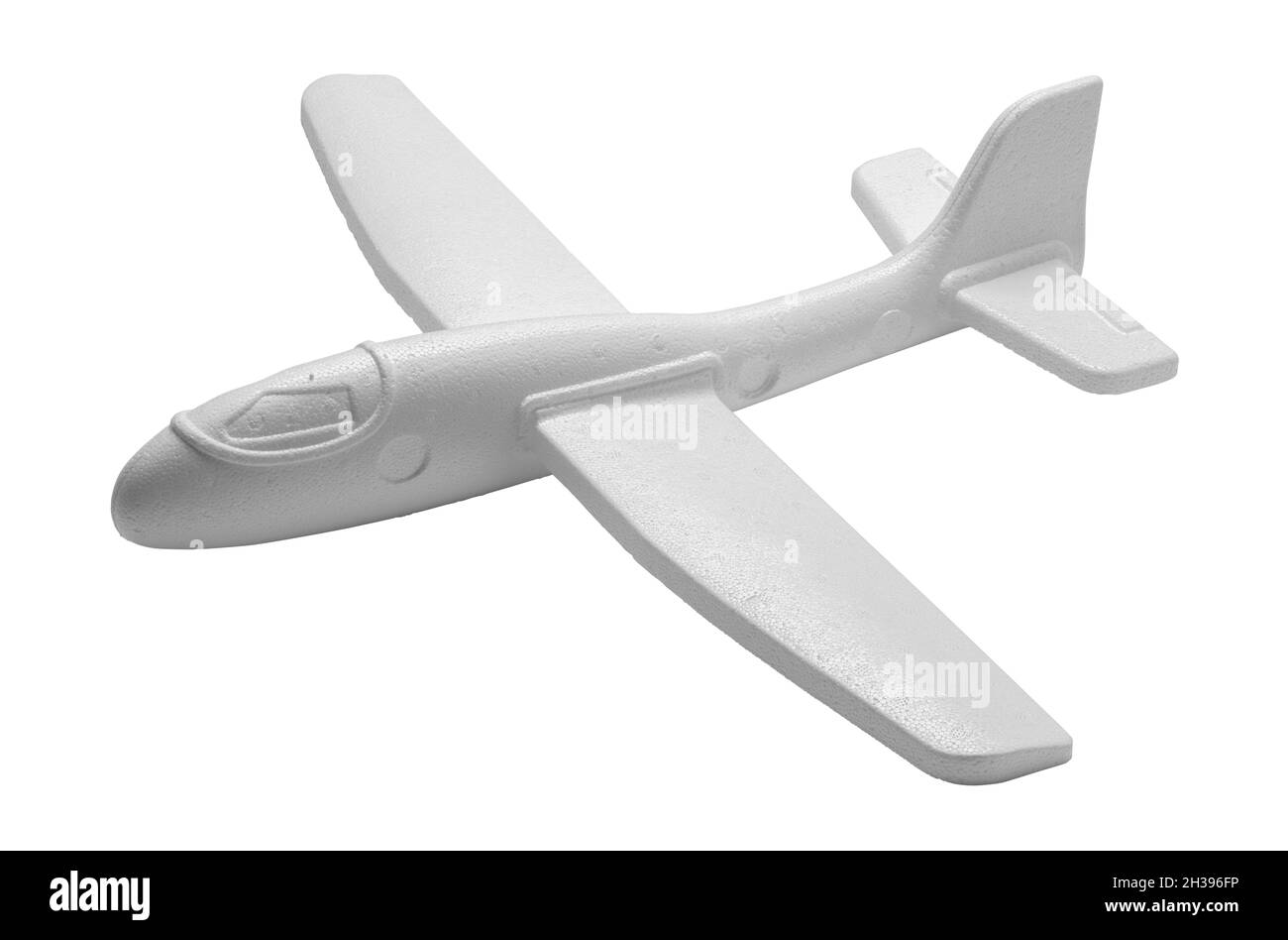 Large Foam Toy Plane Cut Out on White. Stock Photo