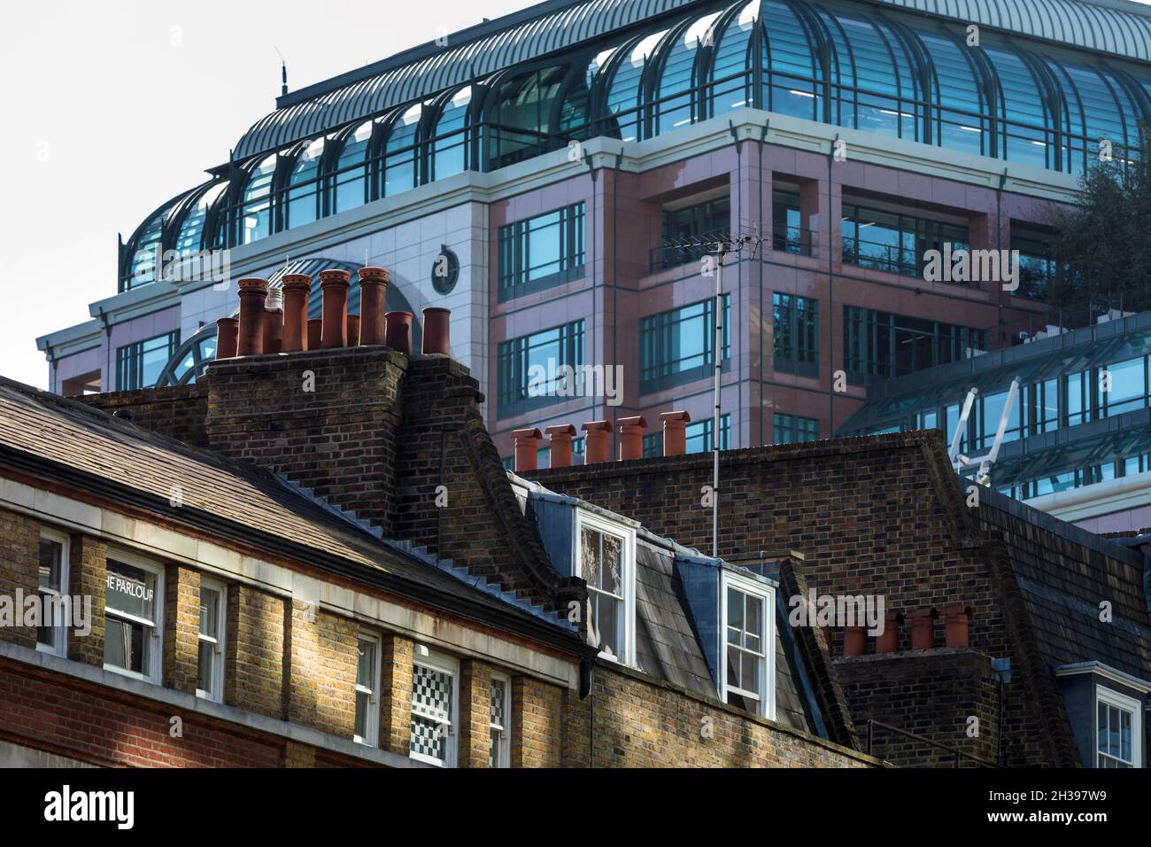 Old and new buildings at Spitalfields, east London Stock Photo