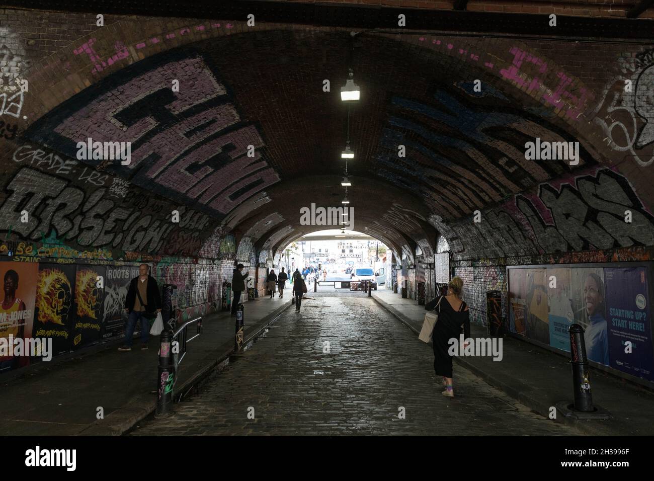 A tunnel under a disused railway in Shoreditch, east London Stock Photo