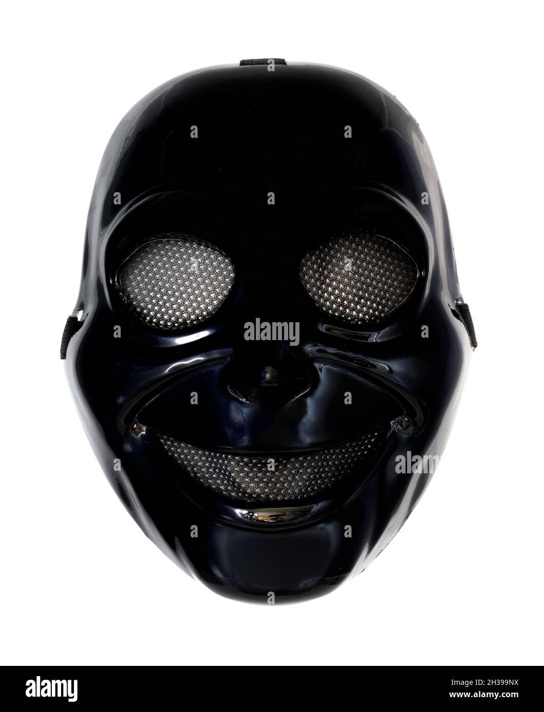 Black Sinister Ghost Mask Isolated Against White Background Stock Photo