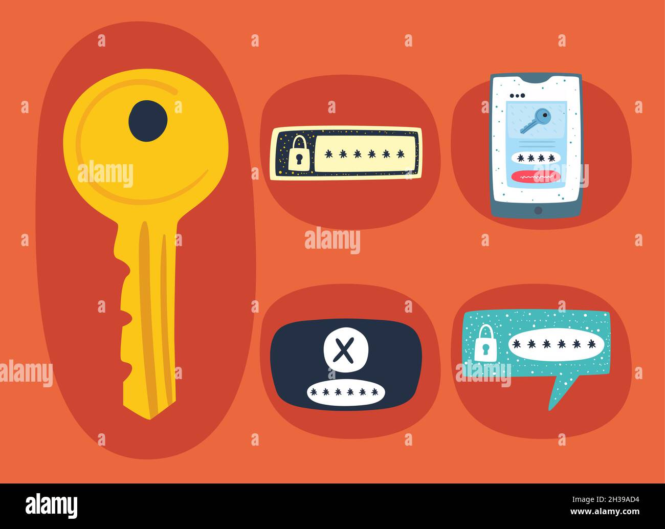 set of five password items Stock Vector Image & Art - Alamy