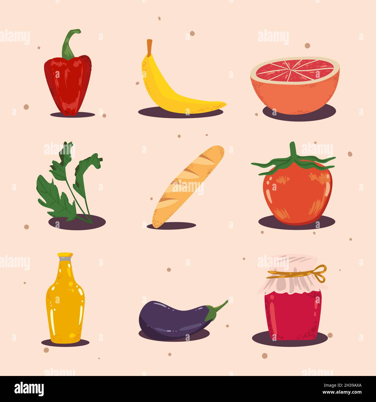 set of nine grocery items Stock Vector Image & Art Alamy