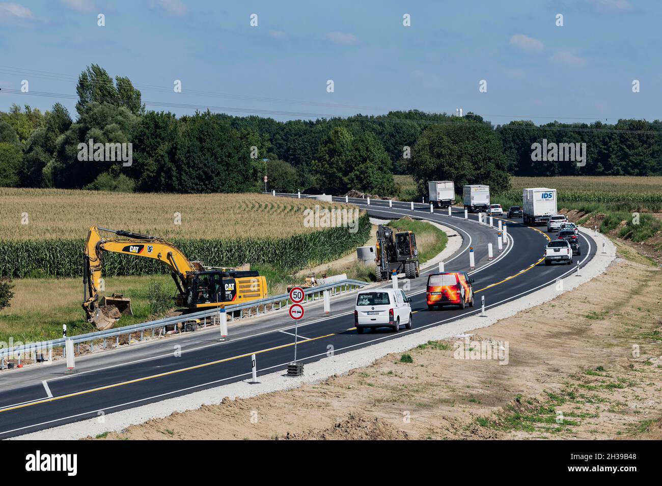 Construction site with road traffic on the eastern airport bypass ...