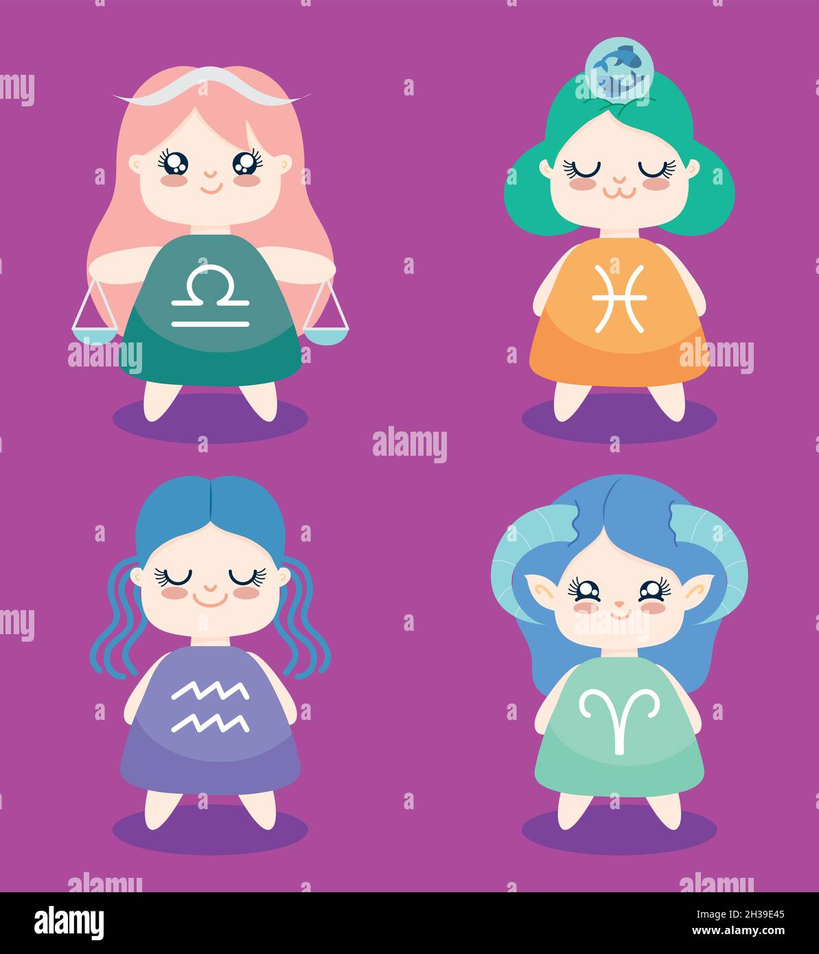 cartoon kawaii characters of zodiac symbols Stock Vector