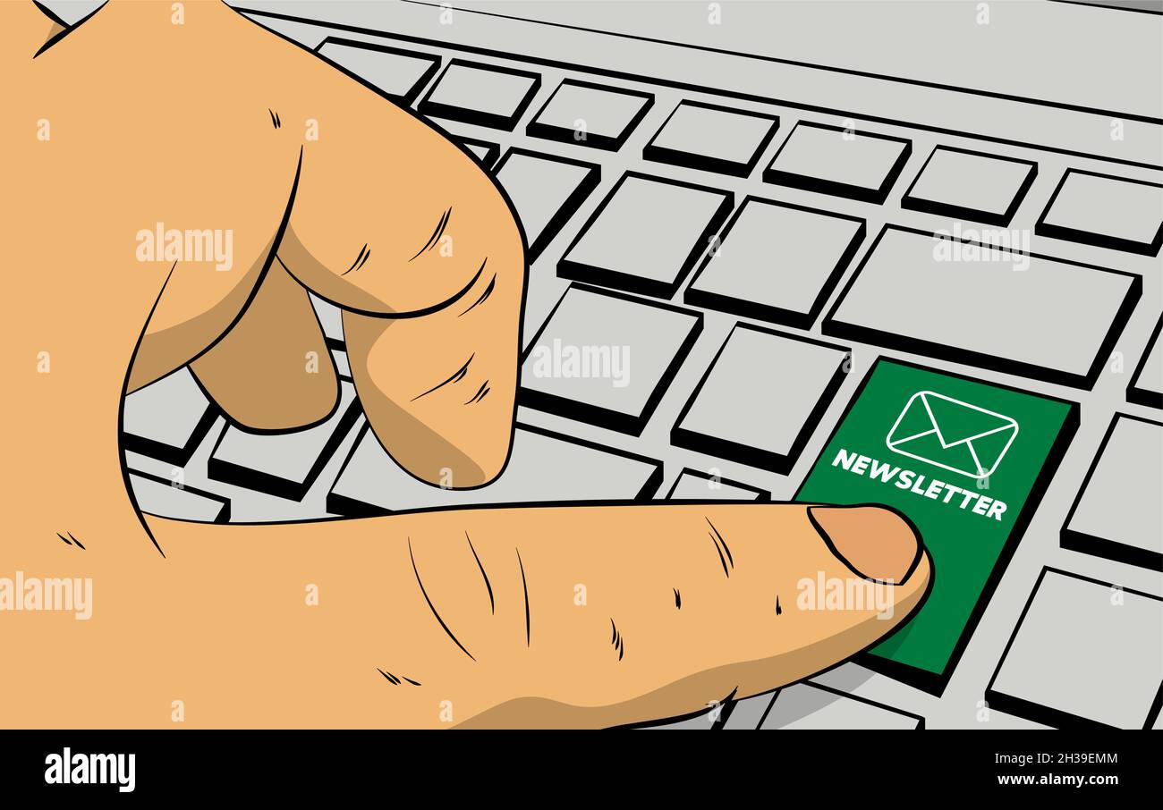 Newsletter text and symbol on computer keyboard. Business marketing ...