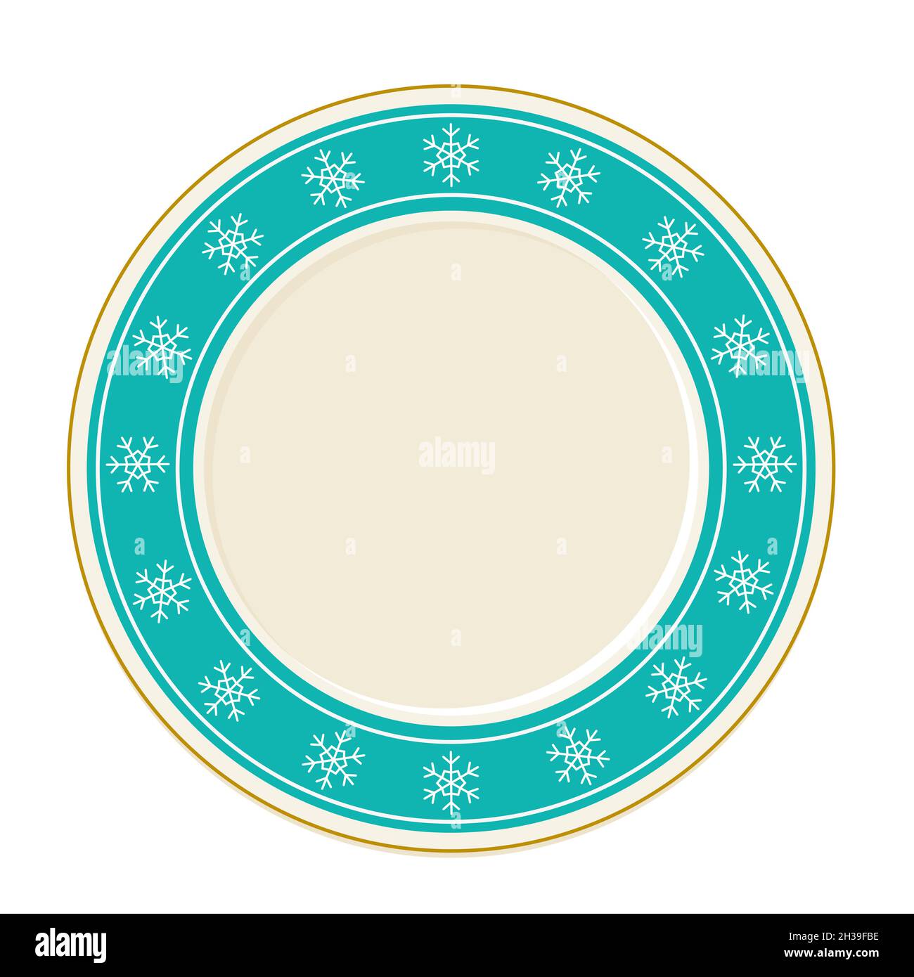 Empty blue with snowflakes vector plate in cartoon style top view.  Tableware design elements Stock Vector Image & Art - Alamy