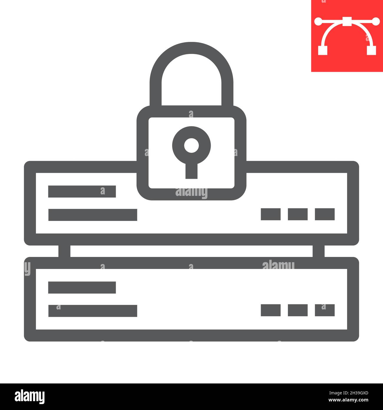 Data security line icon, database and padlock, server with lock vector ...