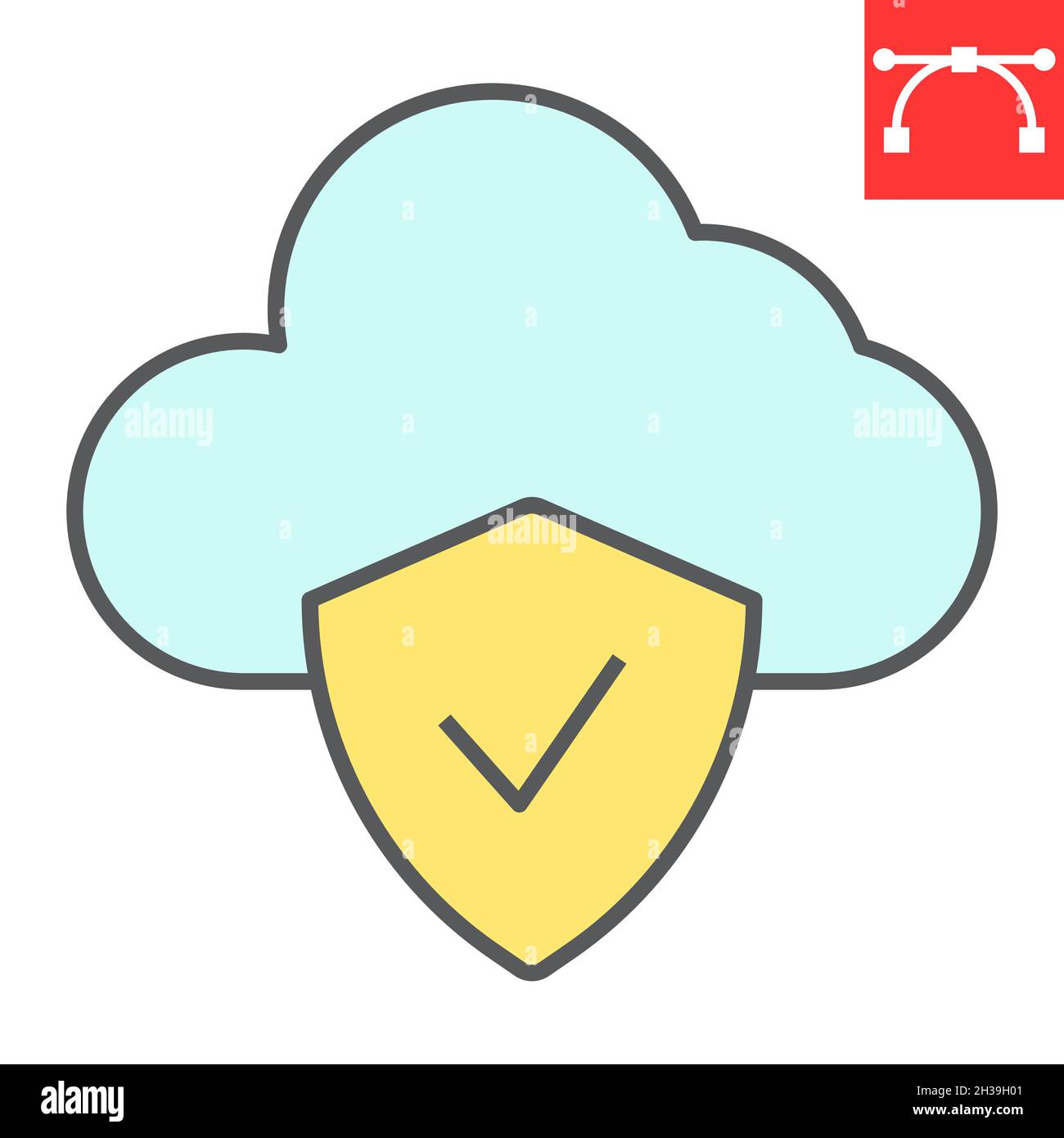 Cloud protection color line icon, database and security, data ...