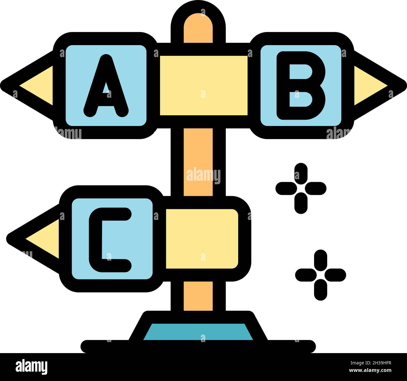 Direction indicator icon. Outline direction indicator vector icon color