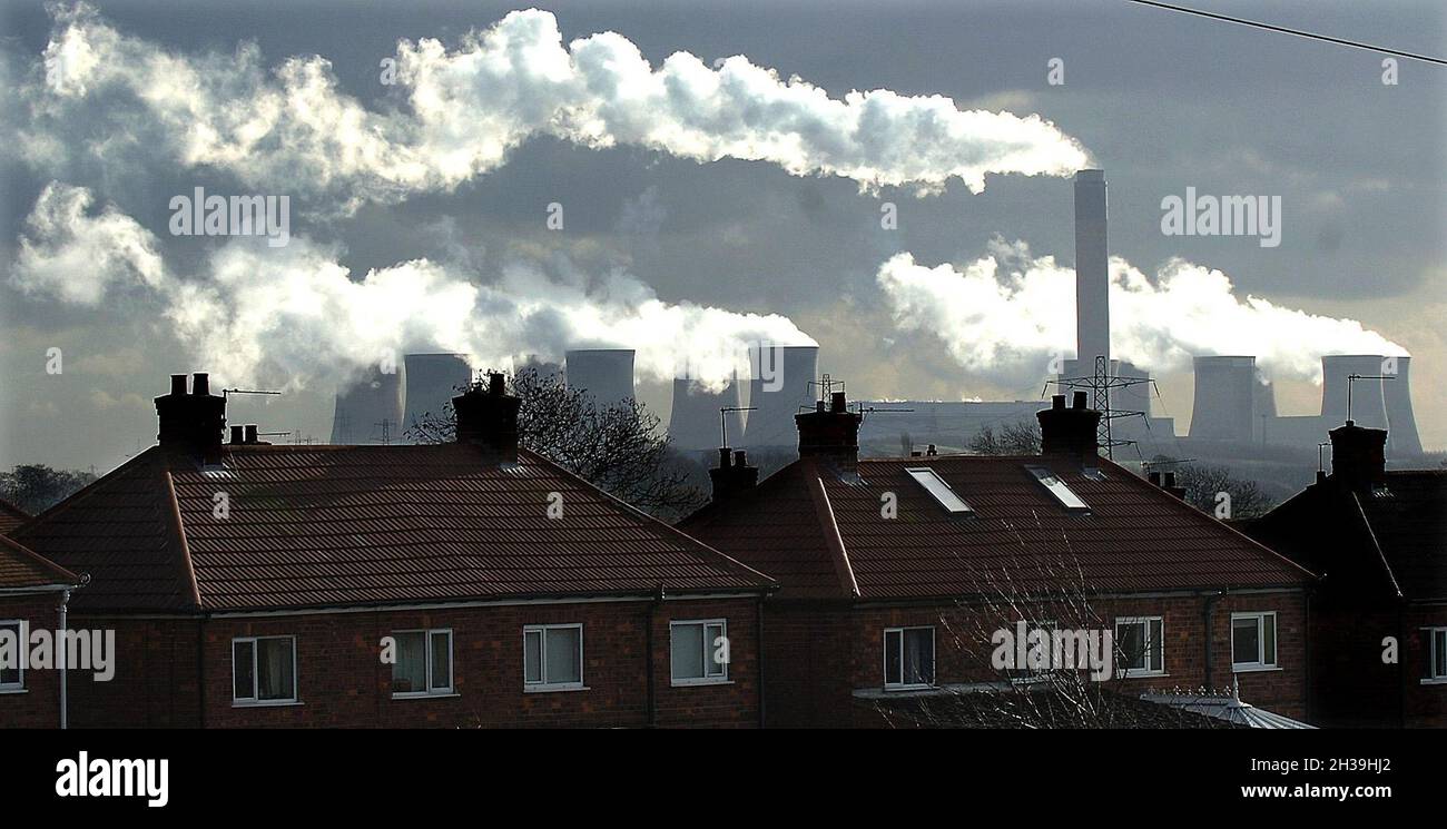 File photo dates 10/1/2007 of Drax Power Station near Selby. Opened in 1974, the station has a capacity of 3,906 megawatts (MW), now produced almost 100% using compressed wood pellets after its two coal units ceased commercial operations in March 2021. Issue date: Wednesday October 27, 2021. Stock Photo