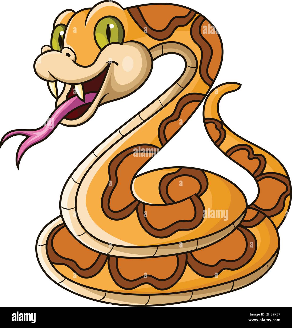 Cartoon brown snake on white background Stock Vector