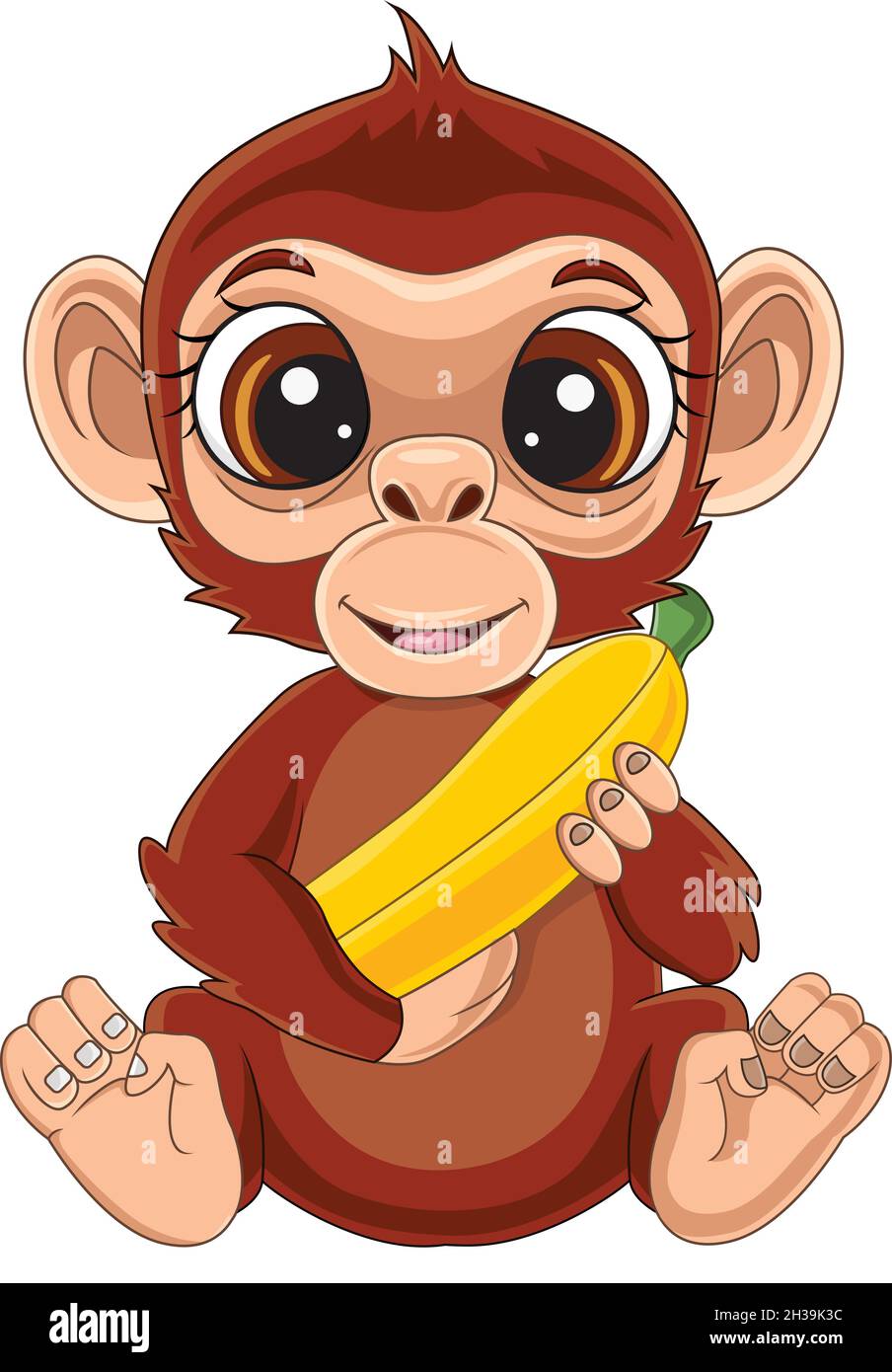 Cartoon little monkey holding banana Stock Vector Image & Art - Alamy