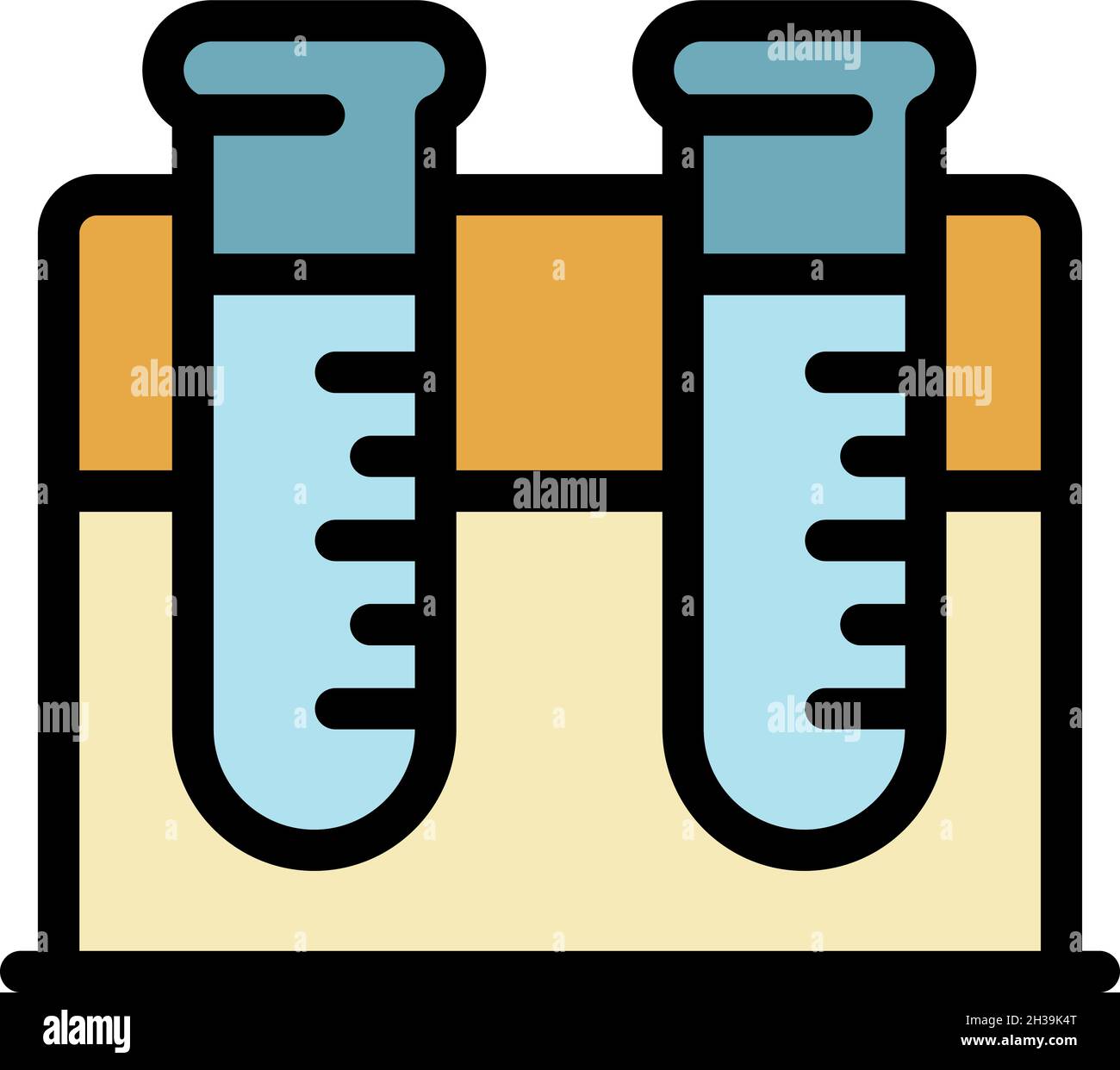 Two test tubes on a stand icon. Outline two test tubes on a stand ...