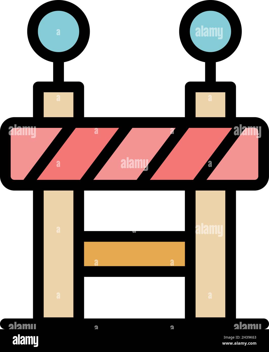 Road barrier icon. Outline road barrier vector icon color flat isolated ...