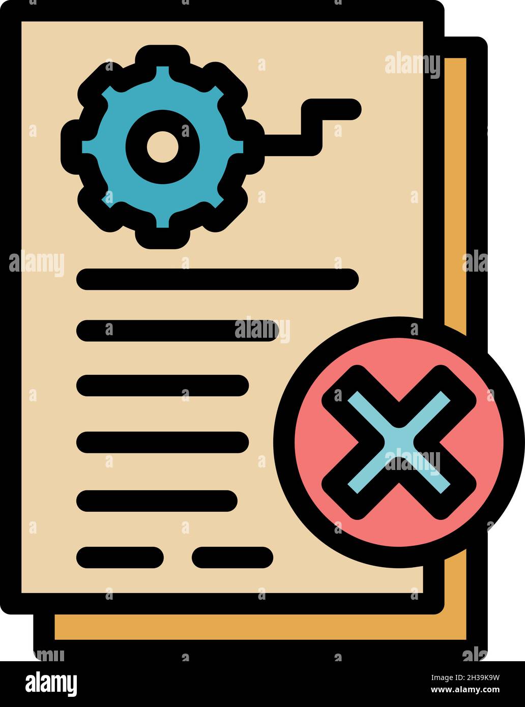 Restricted demolition document icon. Outline restricted demolition document vector icon color flat isolated Stock Vector