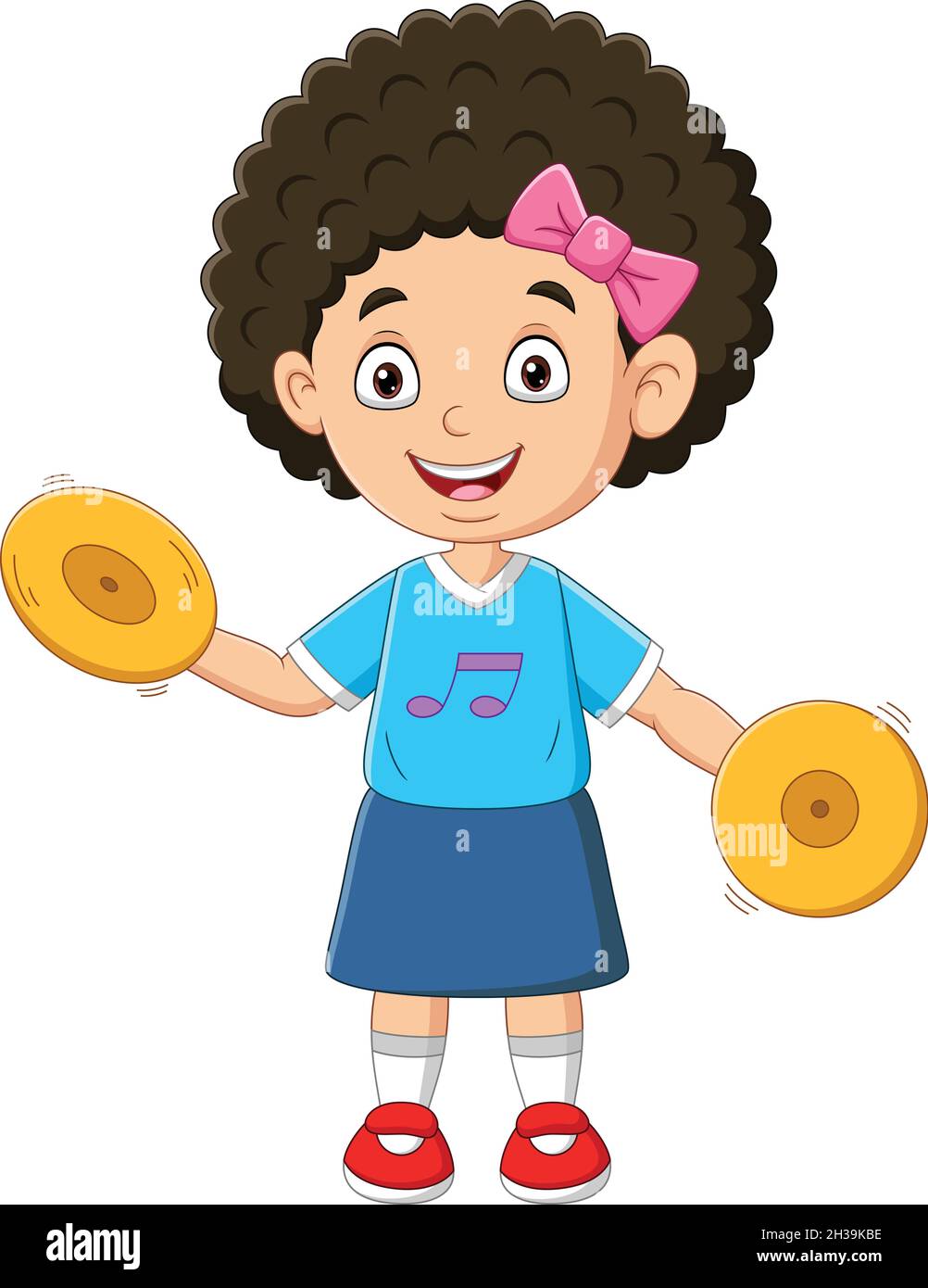 Cute little girl playing cymbals Stock Vector