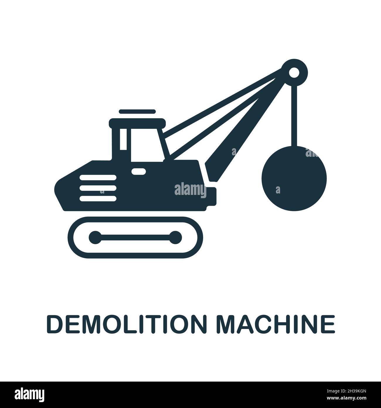 Demolition Machine icon. Monochrome sign from machinery collection. Creative Demolition Machine icon illustration for web design, infographics and Stock Vector